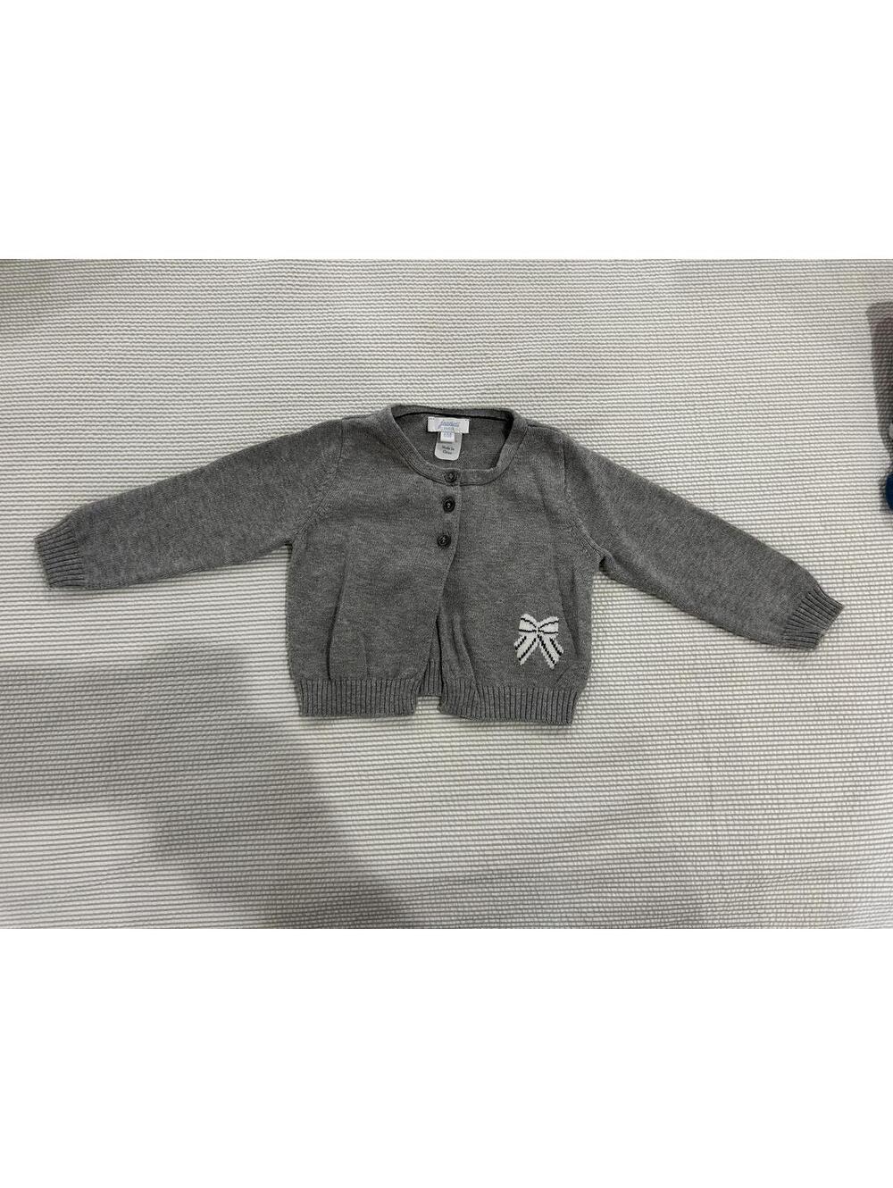 Jacadi Paris Gray Knit Baby Cardigan with Bow Detail 6M